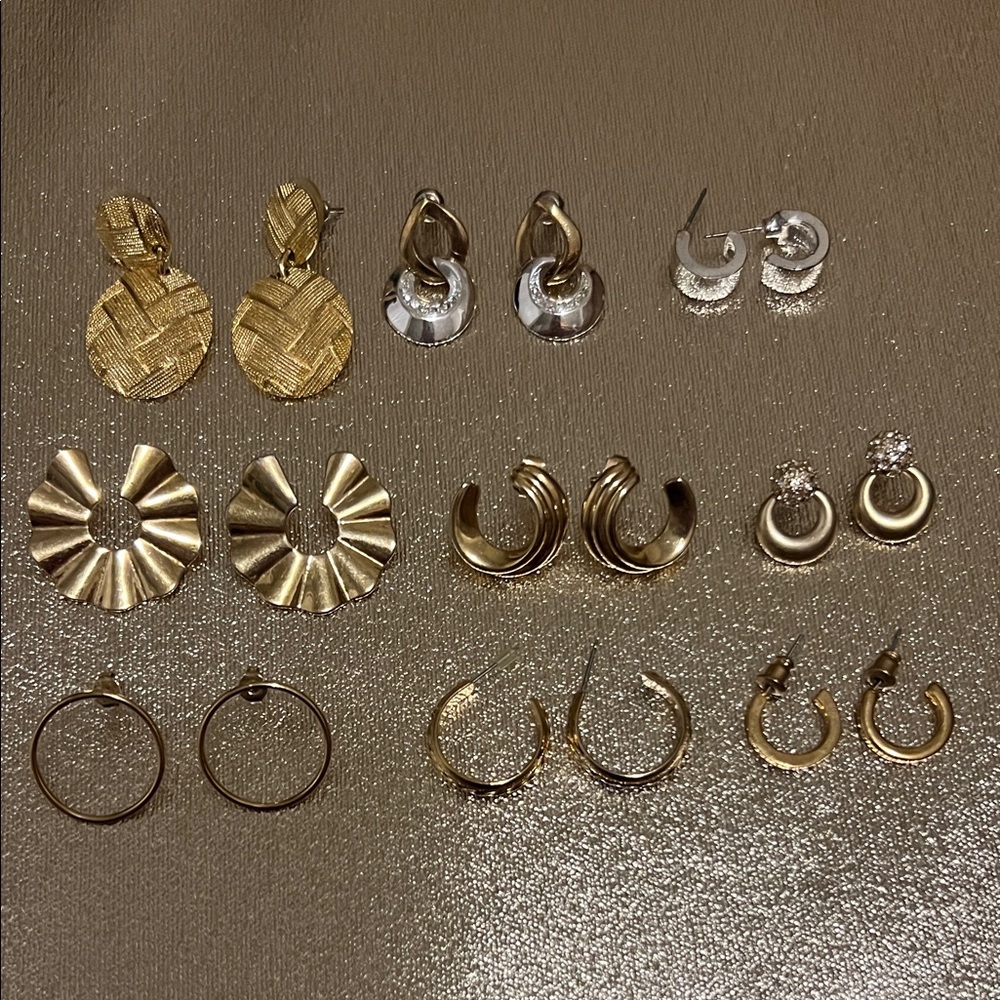 Elegant Gold and Silver Earring Set